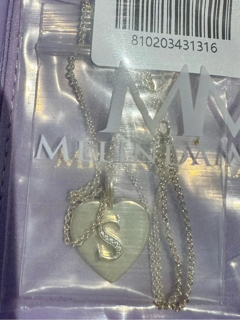 Melinda Maria Gold Heart Initial “S” Pendant Necklace